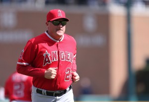 The Angels pitching coach Mike Butcher has been with the club since 2006.  (Photo by Leon Halip/Getty Images)