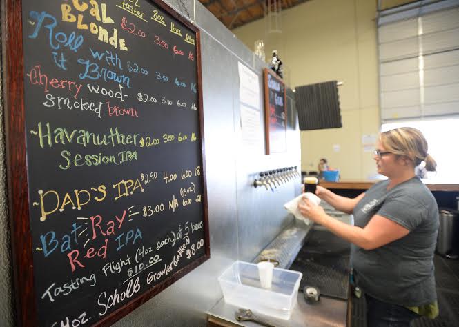 Scholb Premium Ales is the newest brewery on the Torrance craft brew scene Thursday, April 07, 2016, Torrance, CA.  The menu shows the current offerings being poured in the tasting room.Photo by Steve McCrank/Staff Photographer