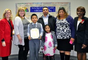 Collegewood Elementary 5th grader Marco Mendieta honored as a Super Star Student  with his family. 