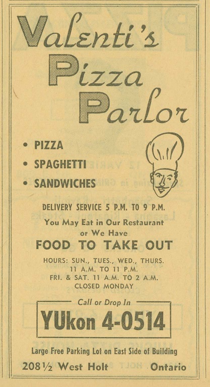 Valenti's Pizza Parlor 1960