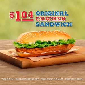 Burger King chicken sandwich Independence Day deal