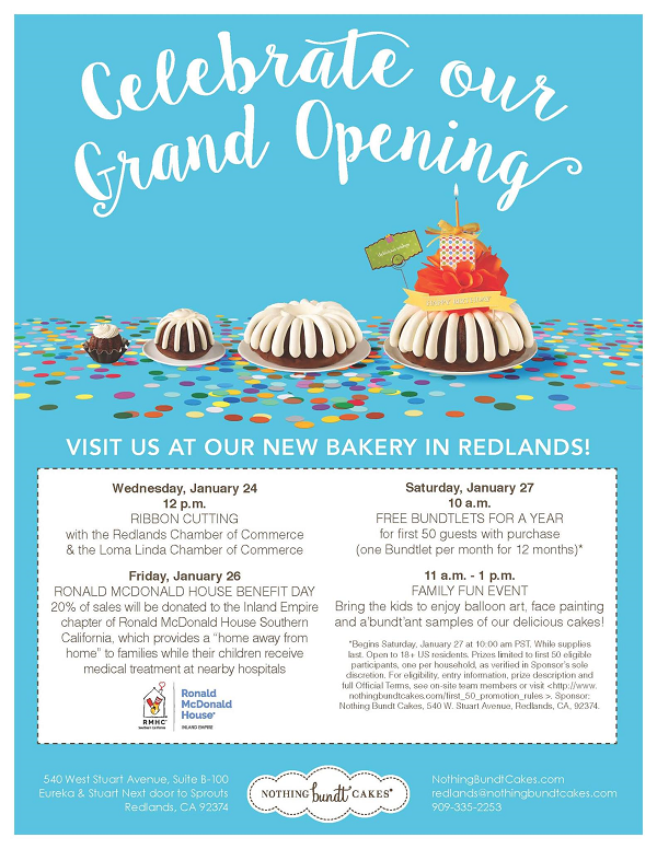Nothing Bundt Cakes opens in Redlands with fundraiser