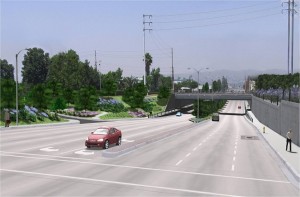 Artist rendering of the new Nogales Street railroad underpass. 