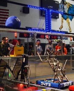 Team Sprocket 3473 in action during the FIRST Inland Empire Regional Competition. (Photo courtesy of Sherrie Huo, team student )photographer.
