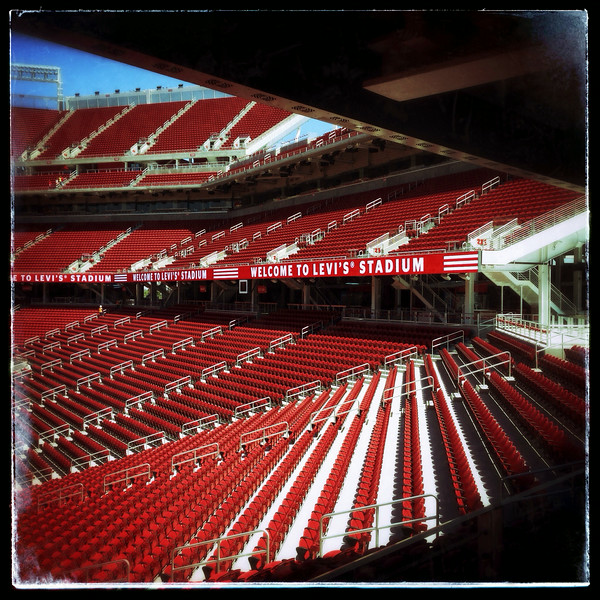 "A view of seating at the south end zone at Levi's Stadium in Santa Clara, Calif., on Saturday, July 26, 2014. (Photo processed with phone app.) (Jim Gensheimer/Bay Area News Group)"