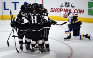 Anze Kopitar, 11, had nine points (and eight assists) to lead the Kings to two victories in three games last week. (Photo by Hans Gutknecht/Los Angeles Daily News)
