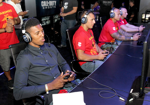 Lakers guard Nick Young considered ESPN ranking the team 12th out of 14 teams in the Western Conference to be "disrespectful." Young recently participated in a "Call of Duty: Ghosts" promotional event at L.A. Live in downtown Los Angeles.  (Photo by Jonathan Leibson/Getty Images for Activision)