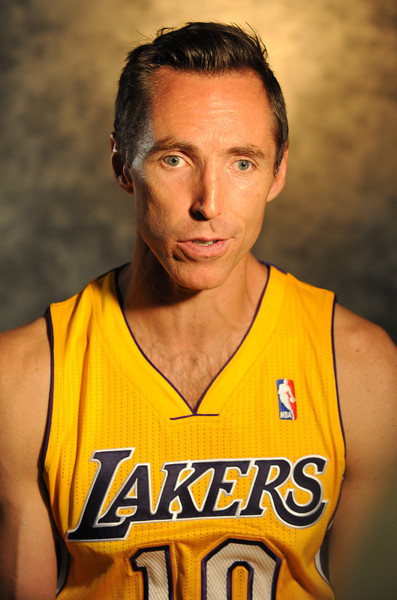 Steve Nash. The Los Angeles Lakers held a media day at their El Segundo practice facility. Players were photographed for team materials, and interviewed by the press. El Segundo, CA. 9/27/2013. photo by (John McCoy/Los An8eles Daily News)