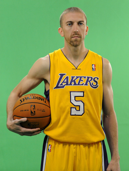 Steve Blake does a public service announcement. The Los Angeles Lakers held a media day at their El Segundo practice facility. Players were photographed for team materials, and interviewed by the press. El Segundo, CA. 9/27/2013. photo by (John McCoy/Los Angeles Daily News