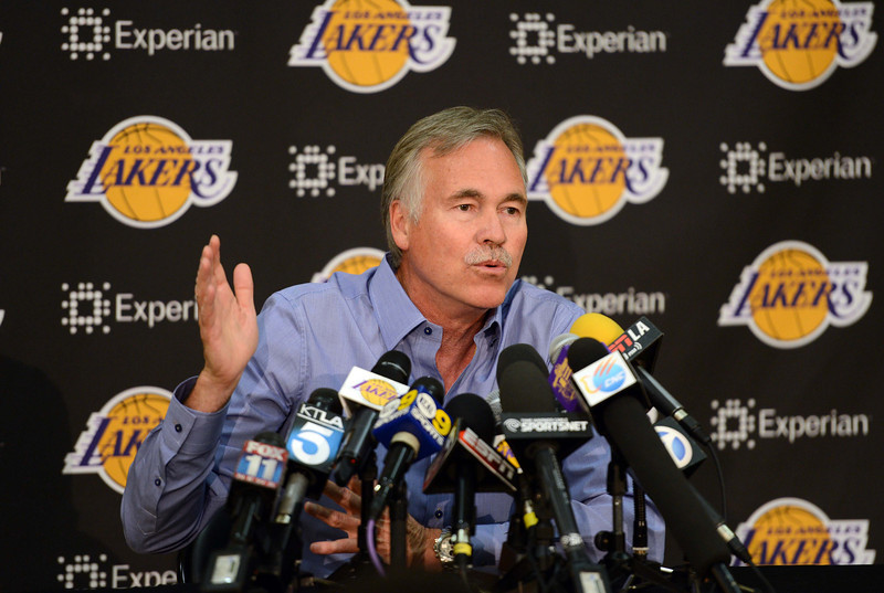 Former Los Angeles Lakers head coach Mike D'Antoni during a press conference held at the Toyota Sports Center, El Segundo Calif., Friday, April 18, 2014. (Photo by Stephen Carr / Daily Breeze)