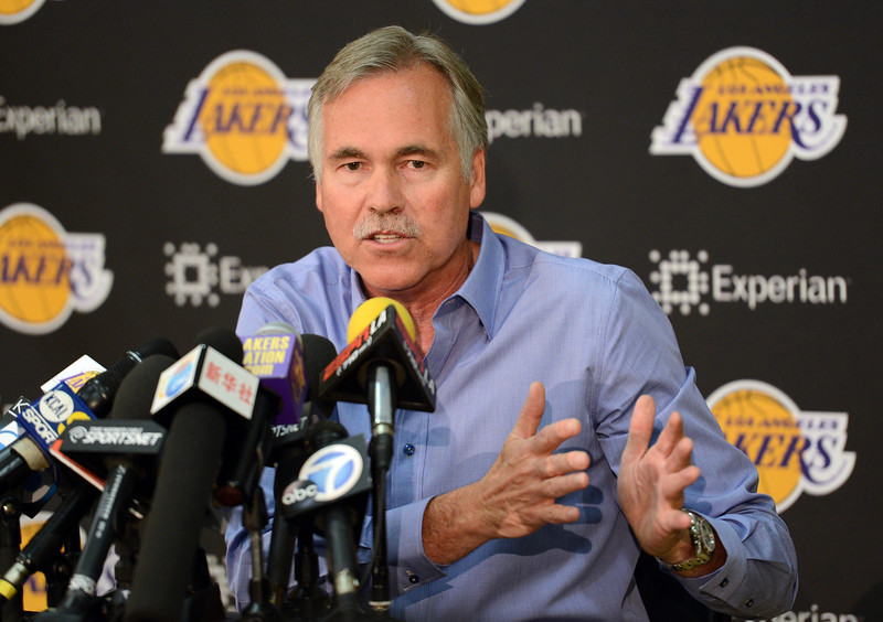 Los Angeles Lakers head coach Mike D'Antoni during a press conference held at the Toyota Sports Center,  El Segundo Calif., Friday, April 18,  2014.  (Photo by Stephen Carr / Daily Breeze)
