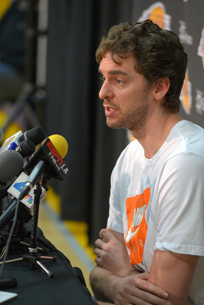 Pau Gasol talks about the disappointing season and his future following his Lakers exit interview at their training facility in El Segundo, CA on Thursday, April 17, 2014. (Photo by Scott Varley, Daily Breeze) 
