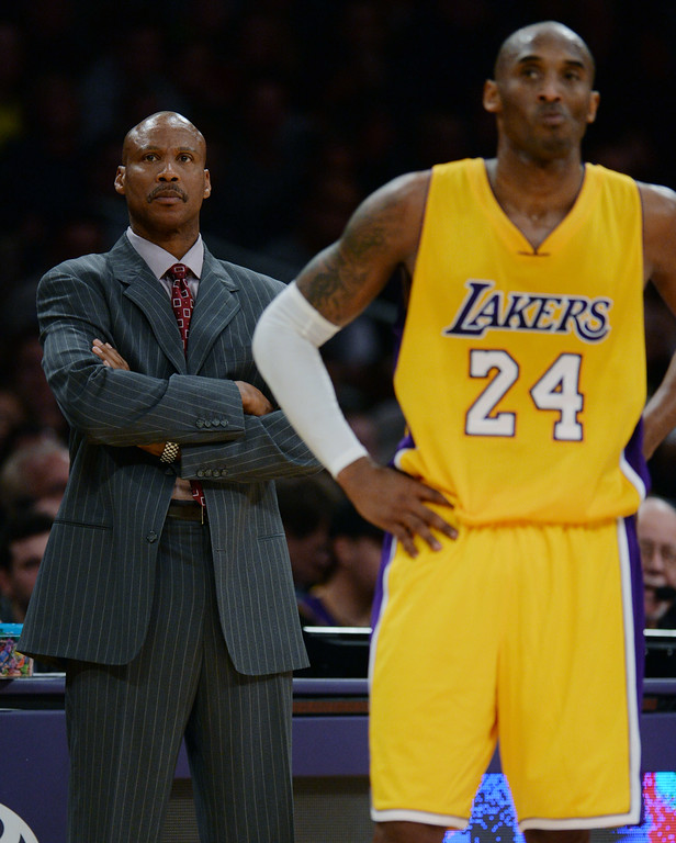 Lakers head coach Byron Scott and Kobe Bryant have not talked about shutting Bryant down for the season, but it continues to be a game-by-game approach to limit the superstar's minutes. Friday, January 2, 2015.  The Grizzlies beat the Lakers 109-106. (Photo by Hans Gutknecht/Los Angeles Daily News)"