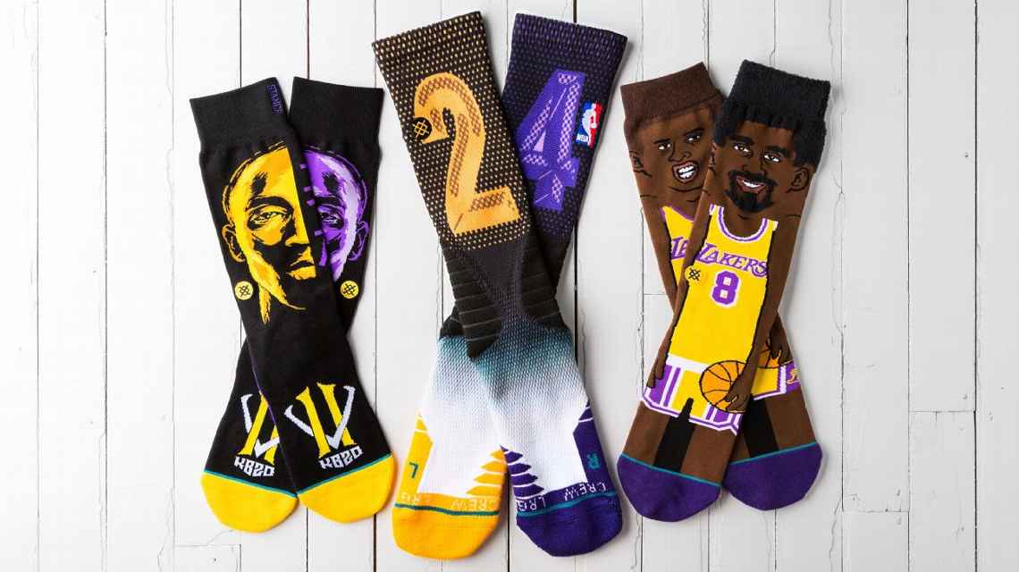 The Lakers wore Kobe Bryant-themed socks against the Warriors. Via @StanceHoops
