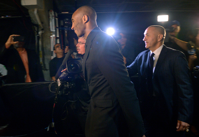 Kobe Bryant enters Staples Center before he played his final game as a Los Angeles Laker during home game against the Utah Jazz. April 13, 2016. Los Angeles, CA.  (Photo by John McCoy/Southern California News Group)