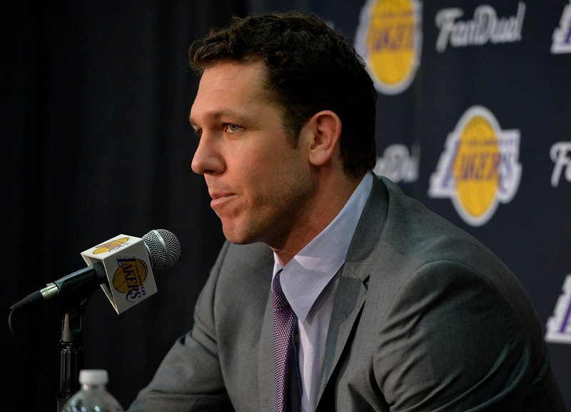 Luke Walton is formally introduced as the new head coach of the Lakers during a press conference at the Lakers training facility in El Segundo, CA on Tuesday, June 21, 2016. (Photo by Scott Varley, Daily Breeze)