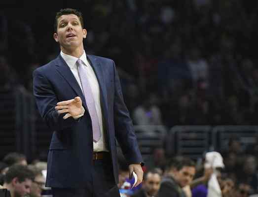 Lakers head coach Luke Walton sat two of his young stars for reserves who helped the team make a furious fourth-quarter comeback Tuesday in a loss to Denver. (John McCoy/Staff Photographer) 