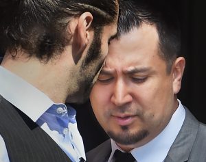 "The Pico Rivera nightclub owner Edgar Fragoso, right, 38, leaving Edward Roybal Federal Building after his arraignment where he pleaded not guilty to eight counts federal indictments in downtown Los Angeles Friday, March 13, 2015. The Pico Rivera nightclub owner is accused of laundering hundreds of thousands of dollars as part of a drug trafficking ring operating in the U.S. and Mexico (Photo by Walt Mancini/Pasadena Star-News)"