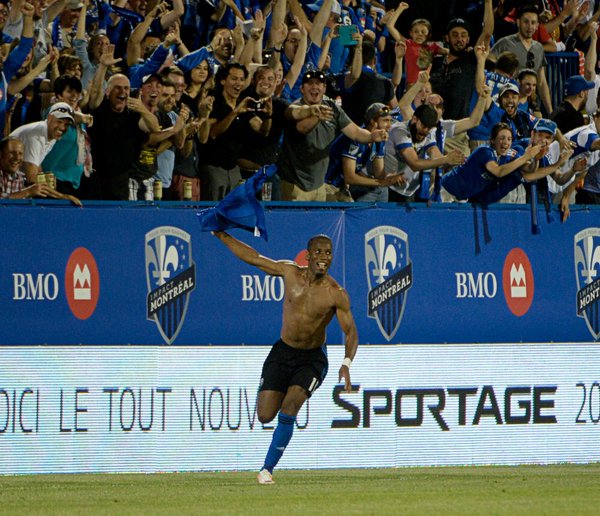 Montreal's Didier Drogba celebrates his game-winning goal against the L.A. Galaxy on Saturday. Photo courtesy @MLS Twitter