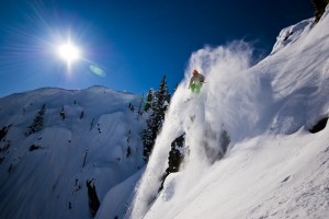 Catching some air off a peak at Red Mountain Ski Resort in British Columbia. (Photo by Francois Marseille Courtesy of Red Mountain) 