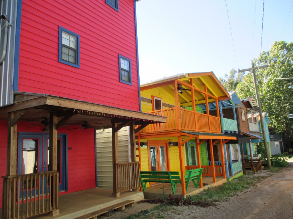 Colorful cabins line the narrow streets at the Neshoba County Fairgrounds. Photo by Marlene Greer