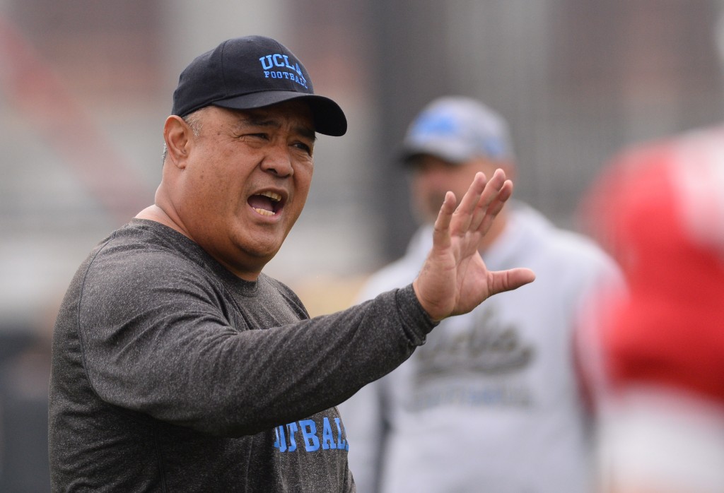 UCLA running backs coach Kennedy Polamalu is close to being promoted to offensive coordinator. (Brad Graverson/Staff)