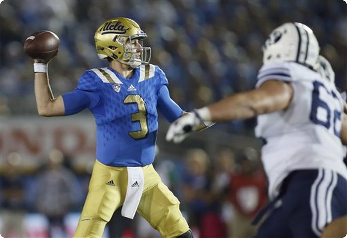 UCLA quarterback Josh Rosen had three first-half turnovers against BYU last year, but the Bruins bounced back to win at the Rose Bowl. (AP Photo/Danny Moloshok)
