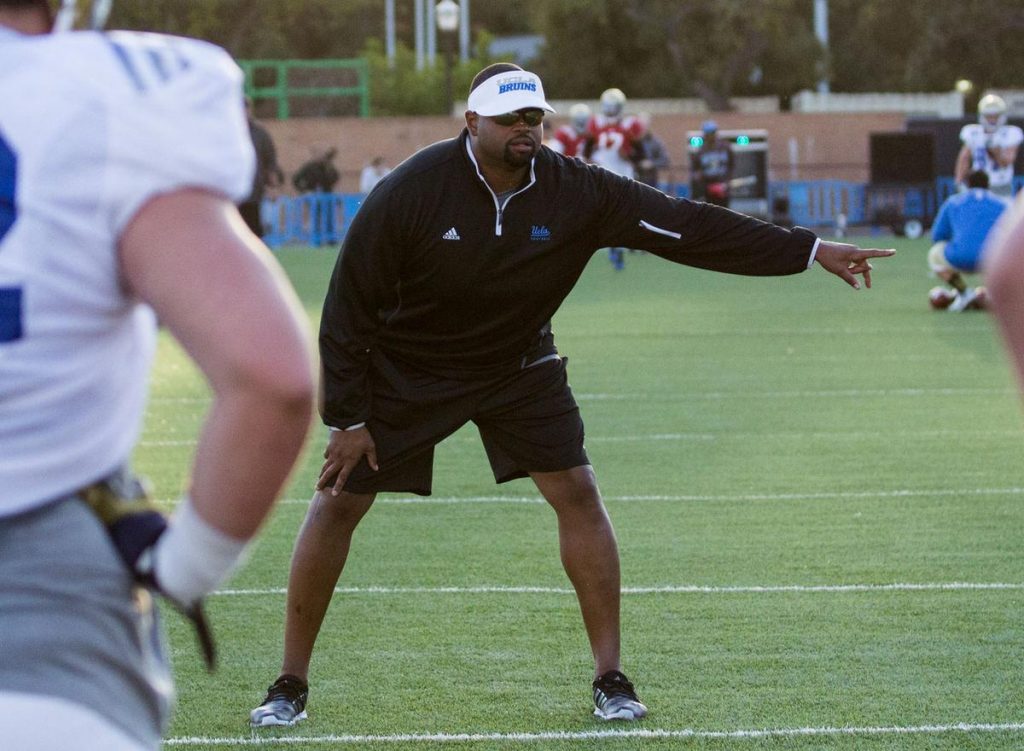 Offensive line coach Adrian Klemm was a respected recruiter, but struggled to develop consistent production on the offensive line. (Photo courtesy UCLA Athletics)