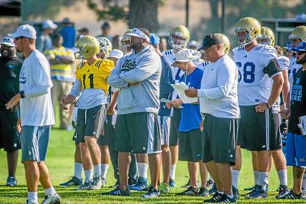 UCLA football practice at California State University in San Bernardino, Saturday, Aug., 9, 2014. (Eric Reed/For LANG) 